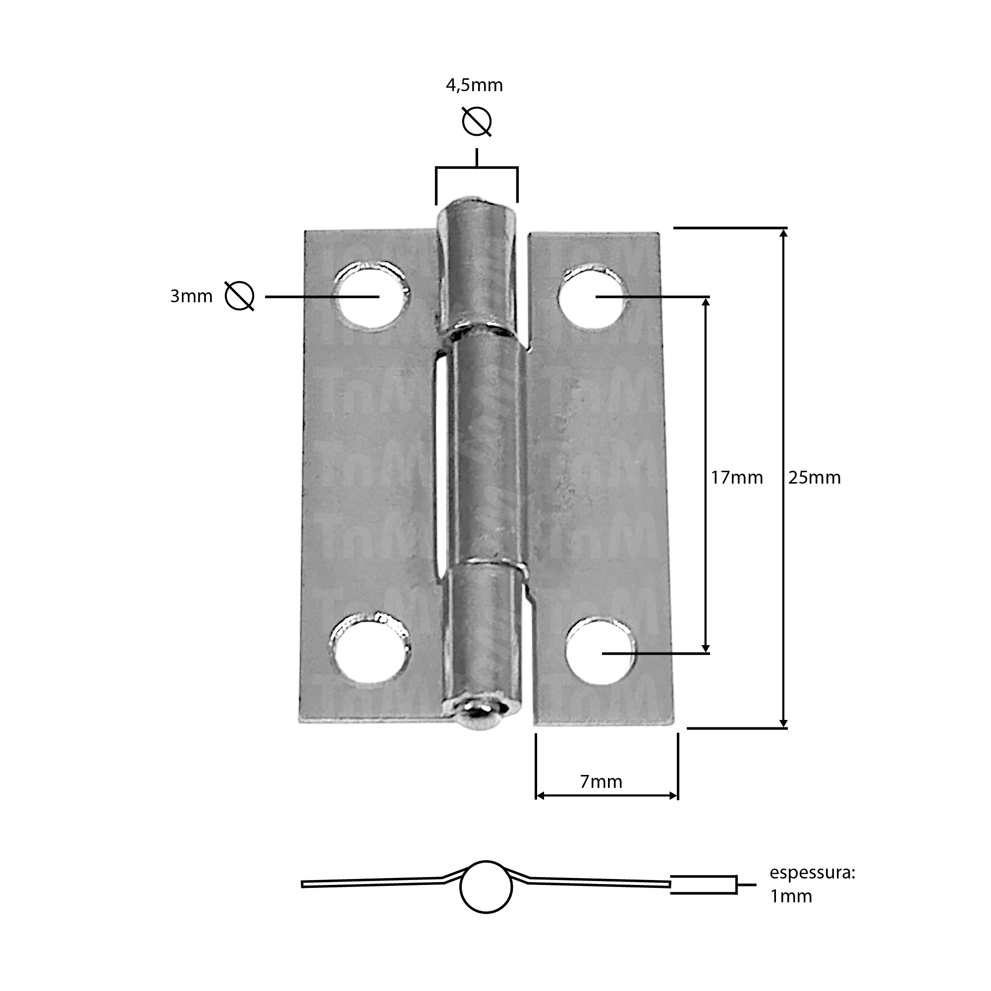 DOBRADIÇA FERRAD. Nº 5 #1/4 ZINC. NOVA METAL.
