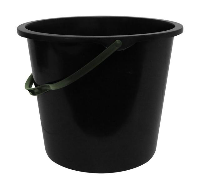 BALDE PLAST. PRETO 12LTS PLASTICOR