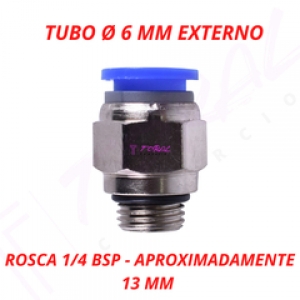CONEXAO P/TUBO MACHO  6 MM X 1/4 BSP