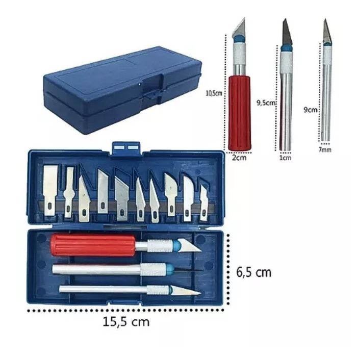 KIT FACA ESTILETE DE PRECISÃO TIPO BISTURI 15 PÇS NOLL