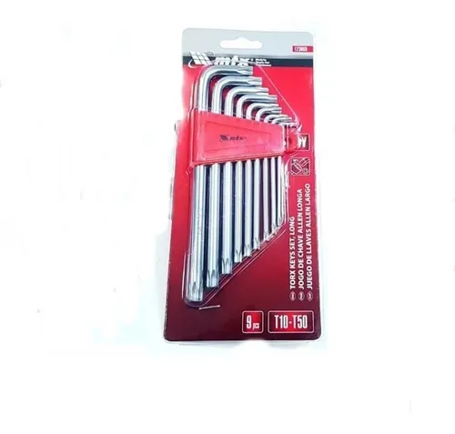 JOGO CHAVE TORX L T-10 > T-50  9 PC EXTRA LONGO MTX