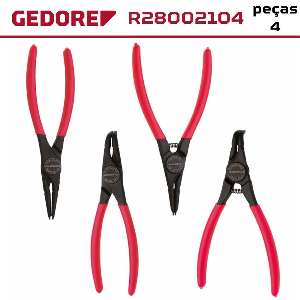 JOGO ALICATE P/ ANEIS 4 PÇS R28002104 GEDORE RED