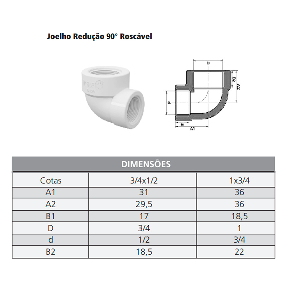 JOELHO 1/2 X 3/4 REDUCAO  GALVAN