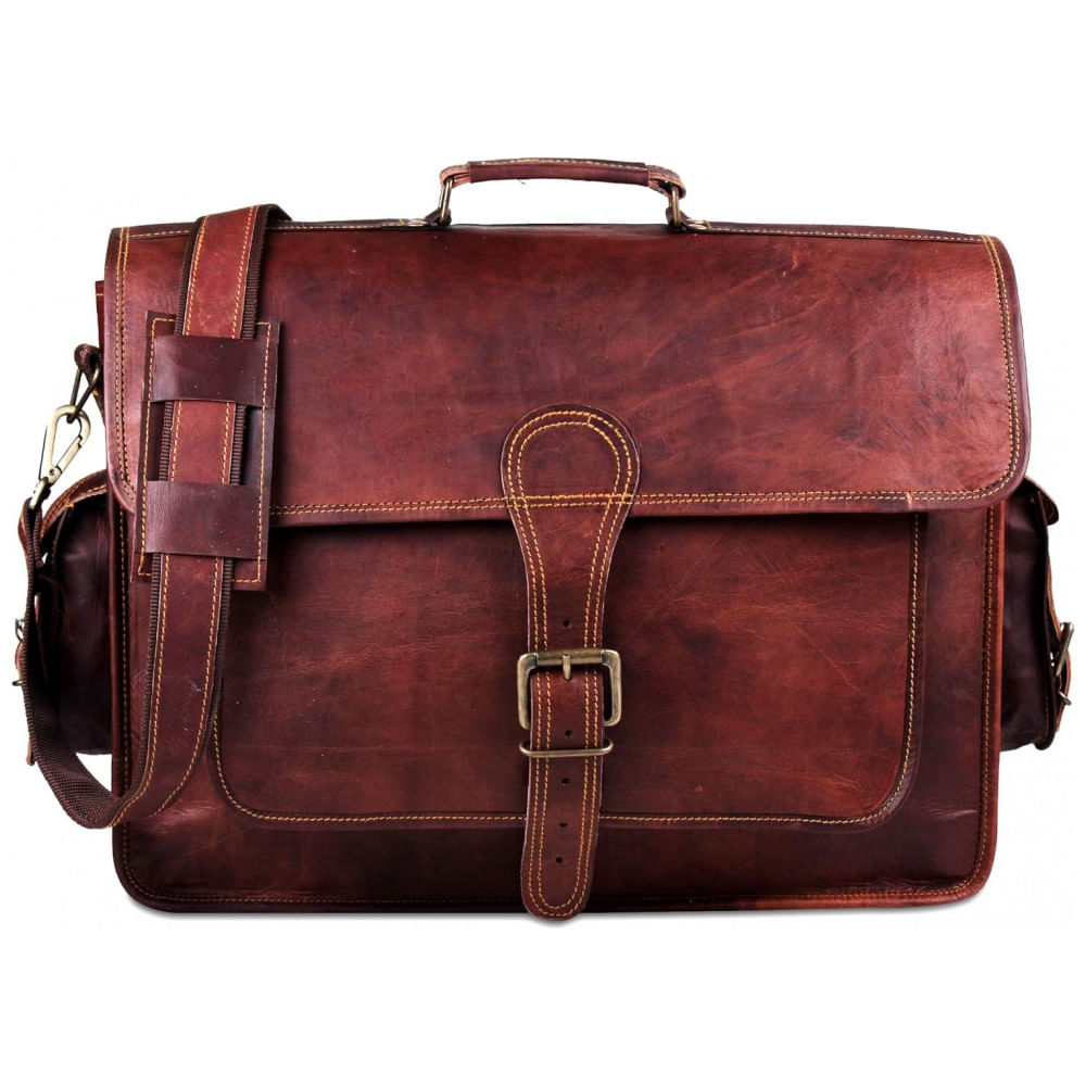 MALETA D COURO 40X20X12 MARRON WORKER