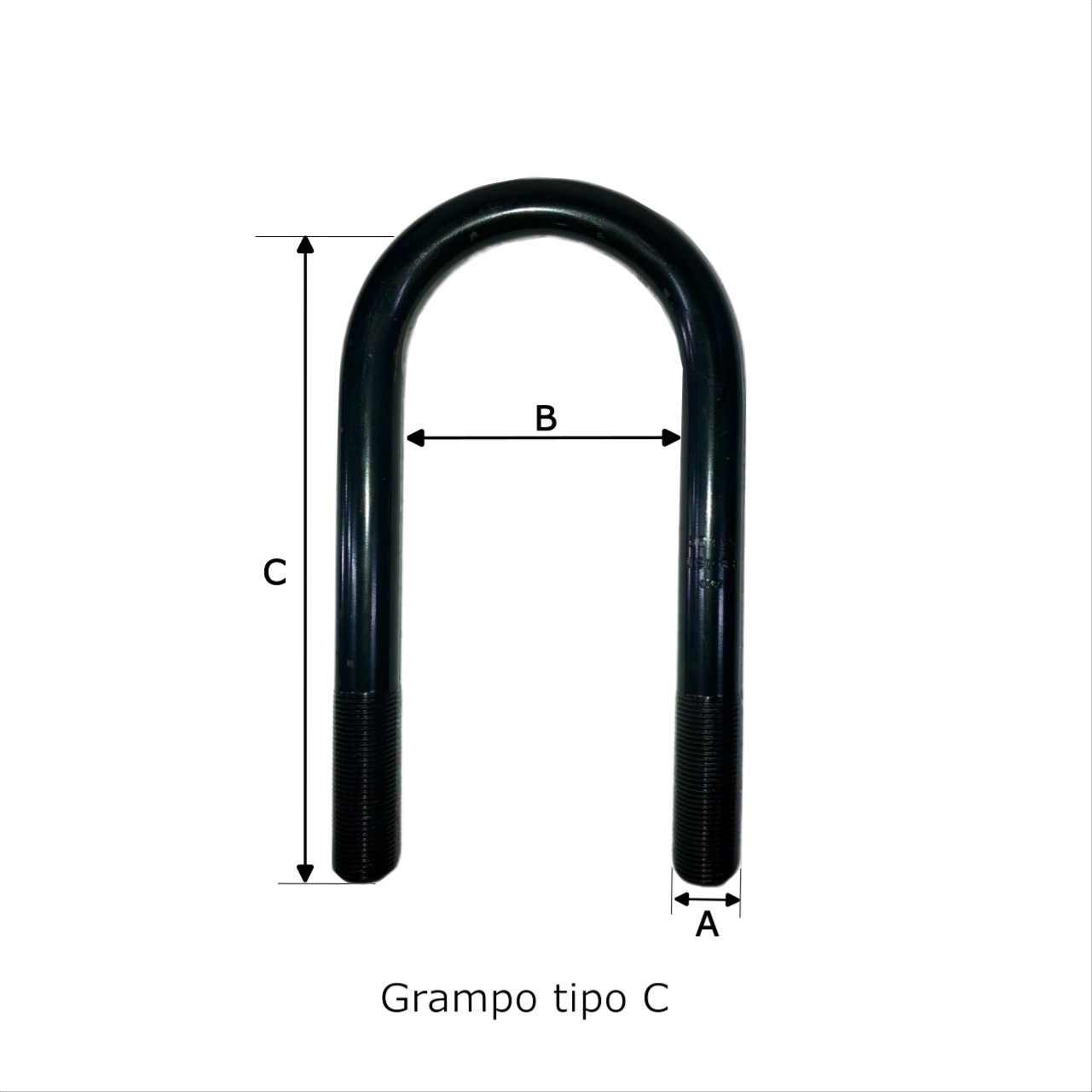 GRAMPO P/ CARROC. 5/8  9X40 CM PRETO S/ CHAPA-PORCA MARCHETI