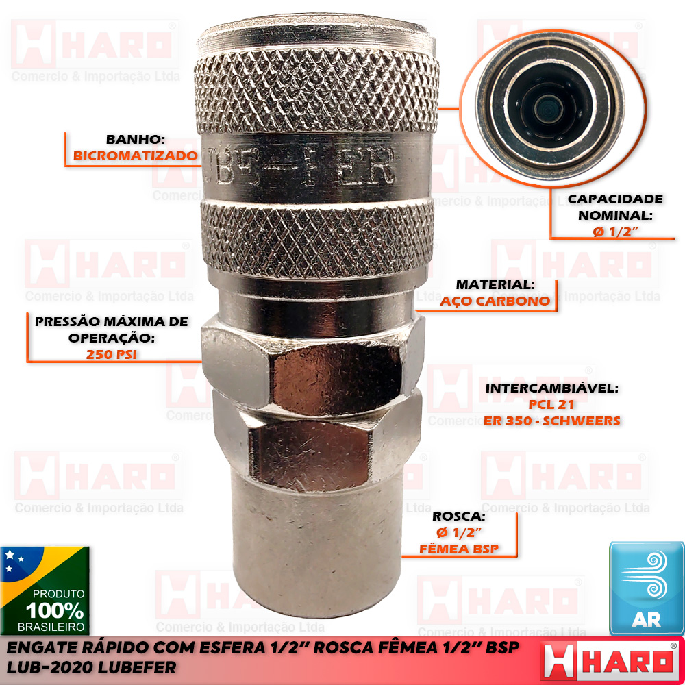 ENGATE RAPIDO 1/2 X 1/2 FEMEA ESFERA