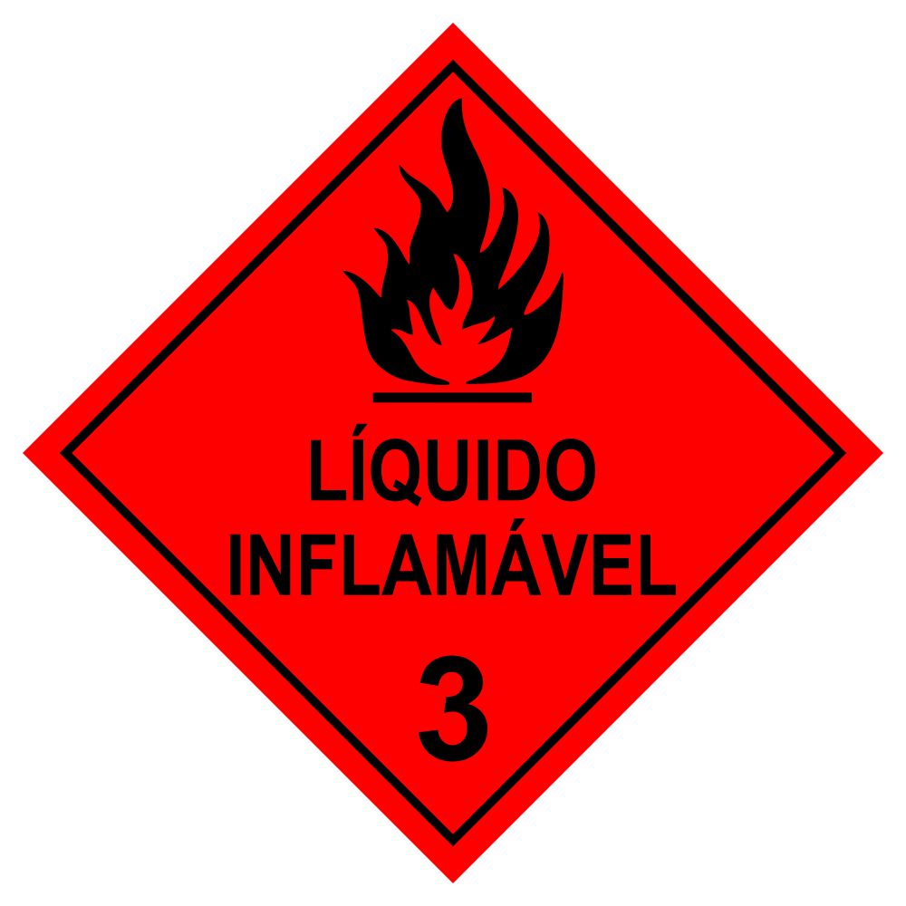PLACA INFOR.ROTULO DE RISCO LIQUIDO INFLAMAVEL PRETO