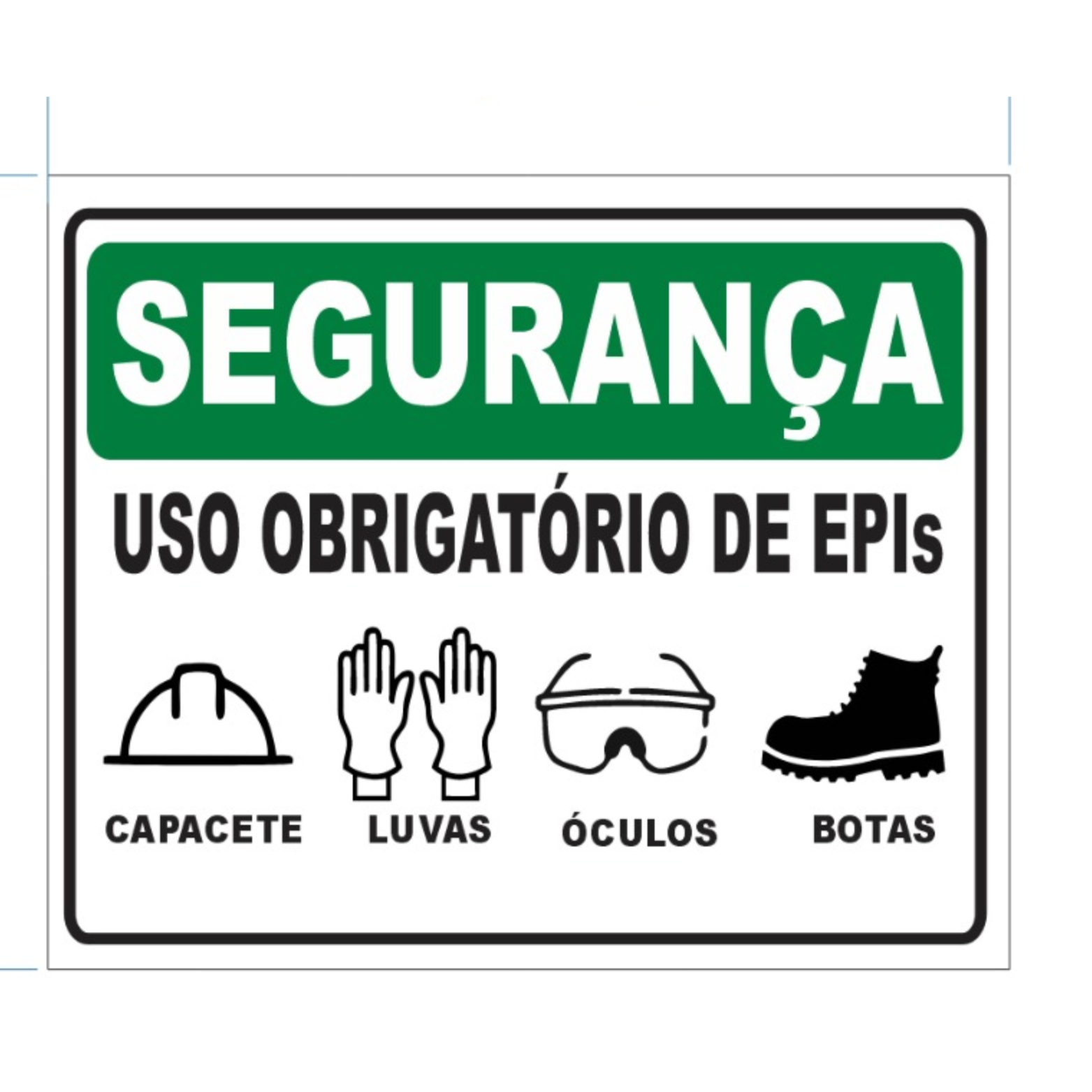 PLACA INFOR.USO OBRIG. SEGURANCA EQUIP.PICTG.EPIS COLOR.REMOV