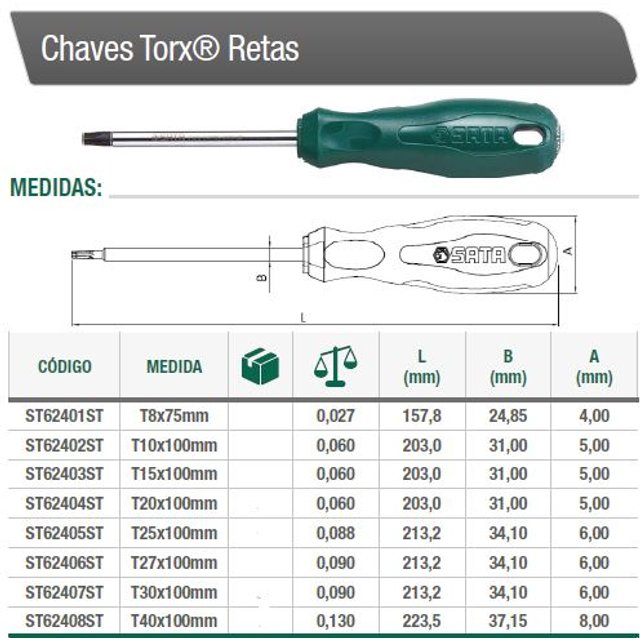 CHAVE TORX T-30 RETA SATA