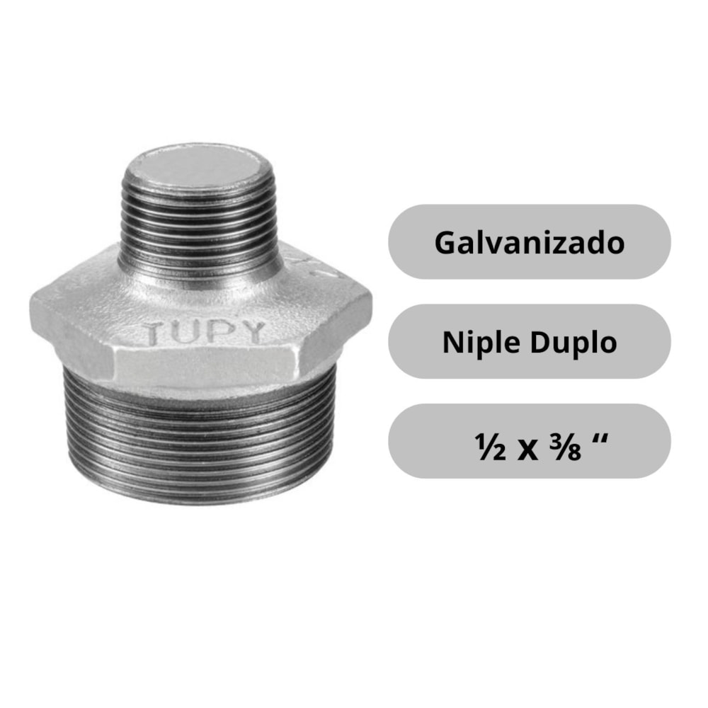 NIPLE REDUCAO 1/2 X3/8  GALV