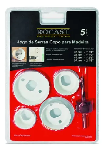 JOGO SERRA COPO A.CARB  5 PC 32>54 MM P/MADEIRA ROCAST