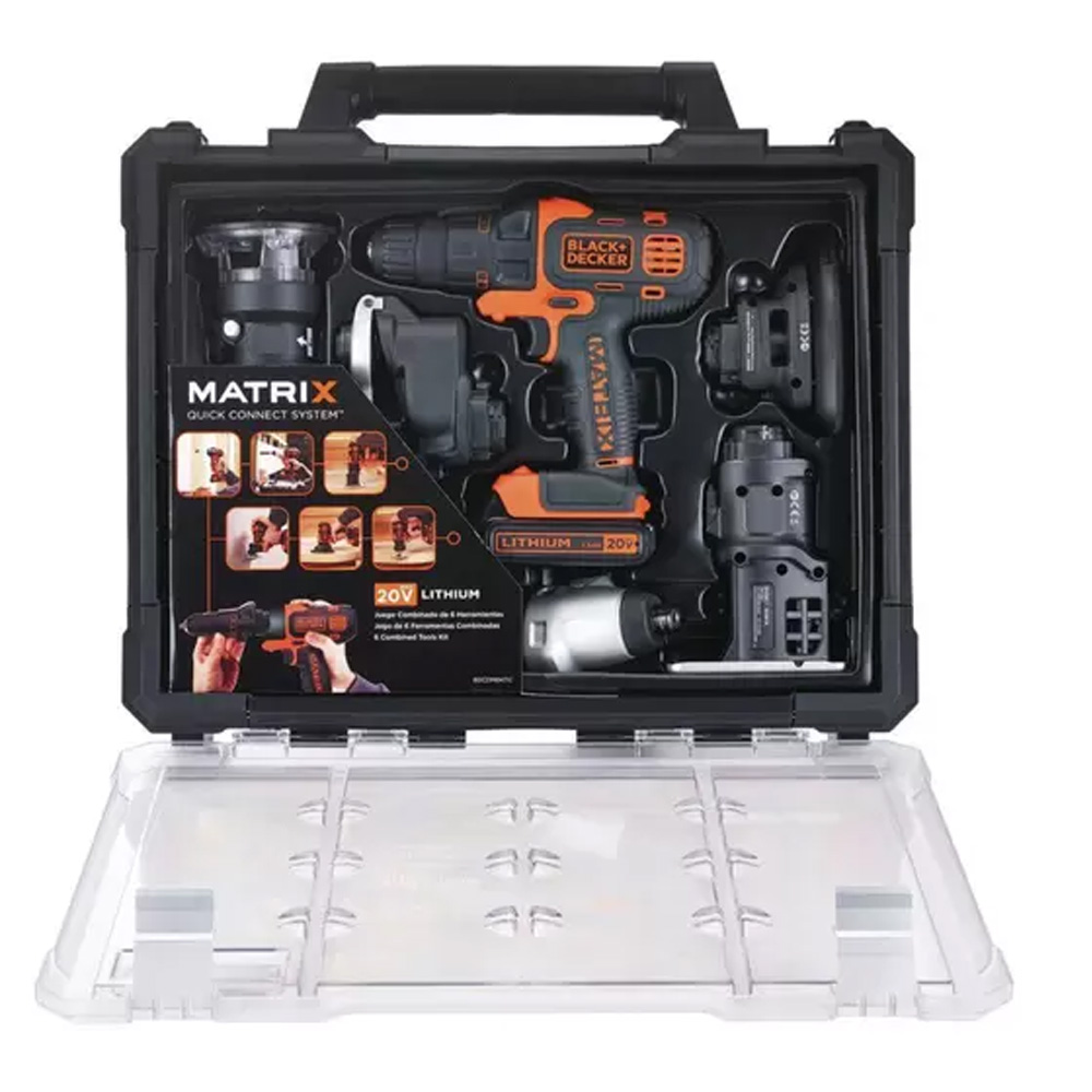 JOGO FERRAMENTAS 20V MAX C/ 6 CABEC. COMB BIV MATRIX BLACDECKER