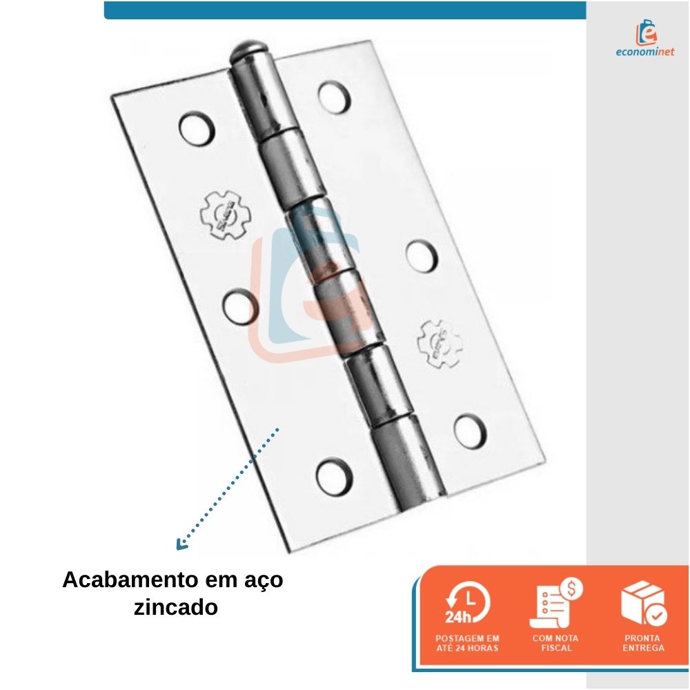 DOBRADIÇA QUADA. Nº 2 #4.25 MM  ZINC. NOVA METAL.