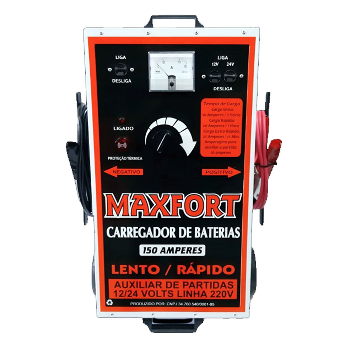 CARREGADOR DE BATERIA 150 AMP.12/24 VOLTS C/ AUX. PART. MX5 MAXFORT