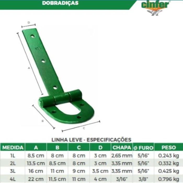 DOBRADIÇA FERRAD. Nº 4 #1/4 PRETA CINFER