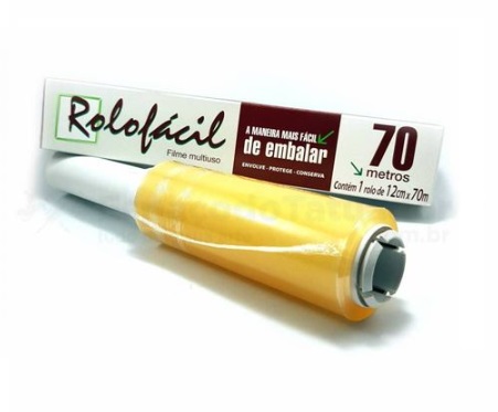 FILME STRETCH P/ EMPACOT. ROLO FACIL 12 CM  X   70 MTS C/ CABO