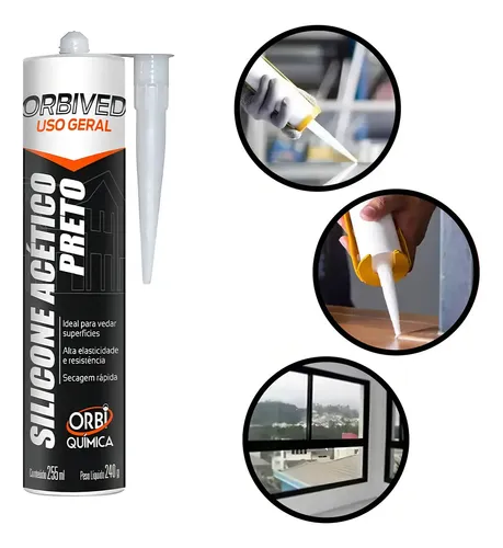 SILICONE ACETICO PRETO 240GR/280ML ORBI GERAL
