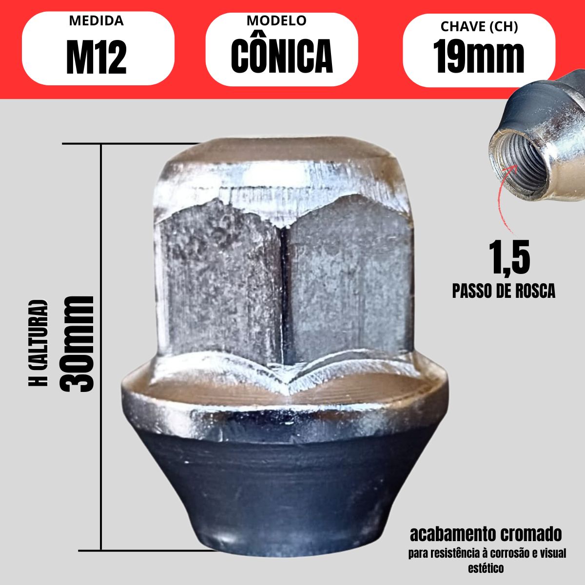 PO RODA CONICA MA 16 MM FIO 2.0