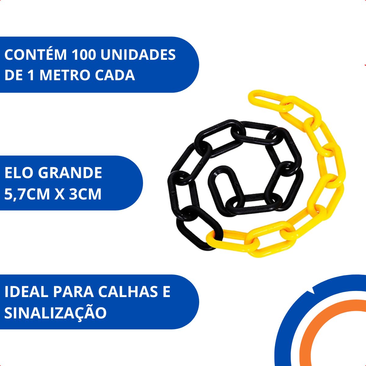 CORRENTE P/ DEMARCAR ELO 8MM AMA/PTO