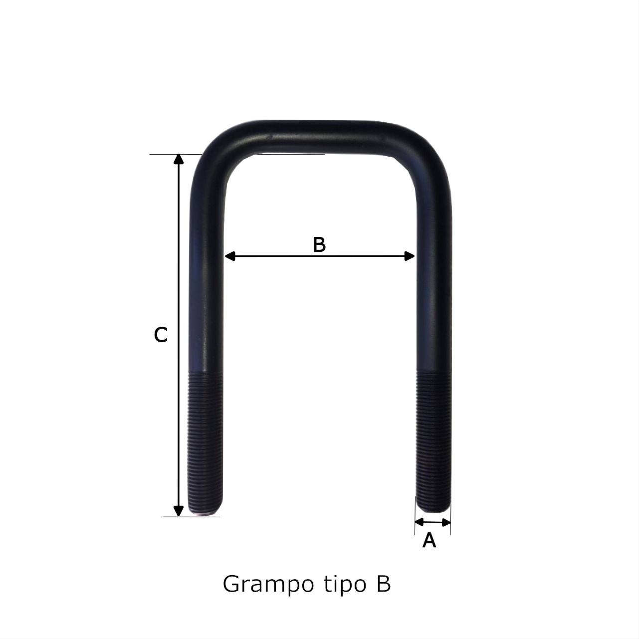 GRAMPO P/ CARROC. 5/8  9X35 CM PRETO S/ CHAPA-PORCA MARCHETI