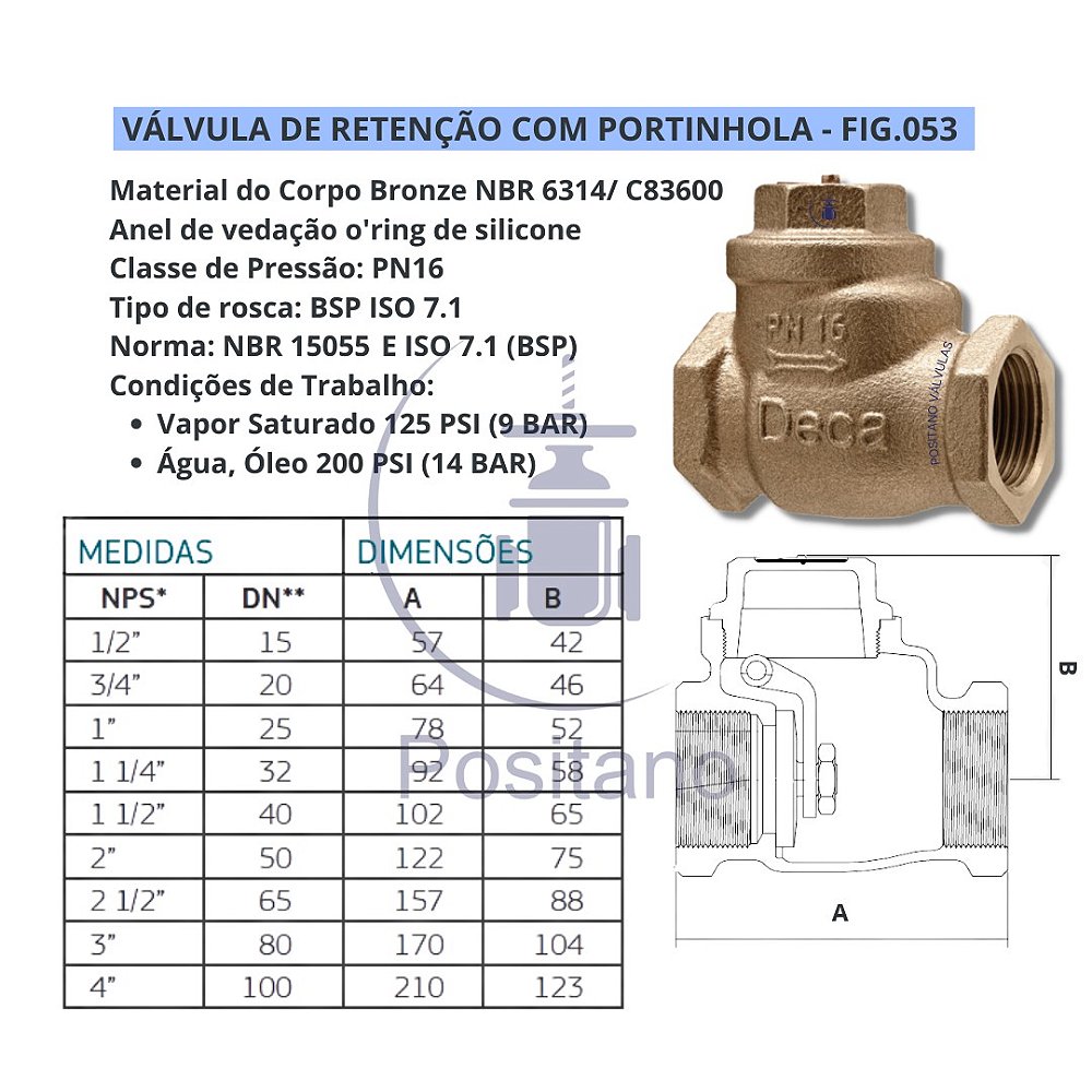 VALVULA DE RETENÇÃO D AGUA BRONZE 1.1/2