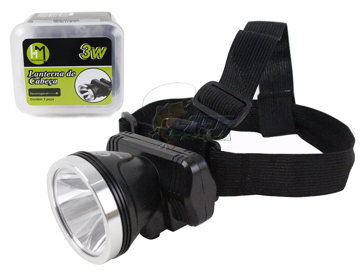 LANTERNA P/ CABEÇA 1 LED 3 W RECAR. C/ SINALIZ. MULTIMIX