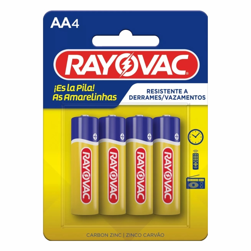 PILHA AA PEQ. AMARELINHA C/4 PC RAYOVAC