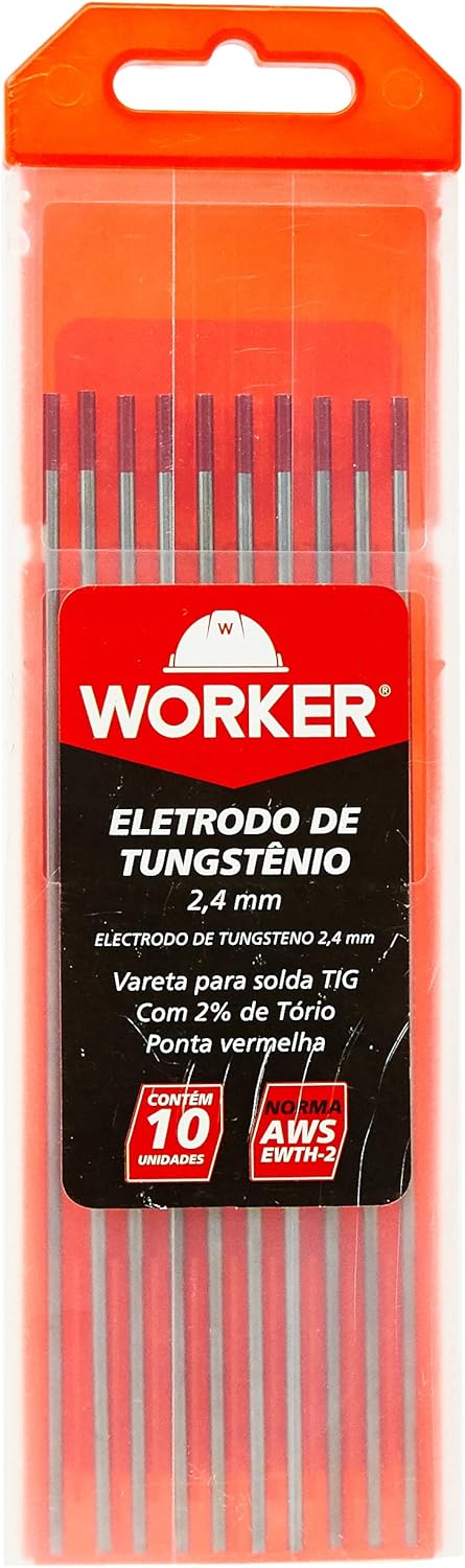 ELETRODO TUNGSTENIO PTA. VERMELHA 2,4MM WORKER