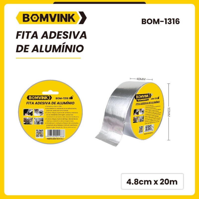 FITA ADES DE ALUMINIO 48 X 20MT BOM-1316 BOMDER