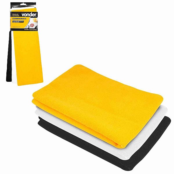 TOALHA 40X40CM 300 GSM MICROFIBRA JOGO C/ 3 PÇS VONDER