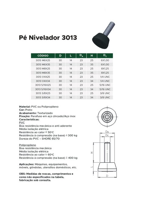 PARAFUSO PE NIVELADOR 3013 5/16X34MM