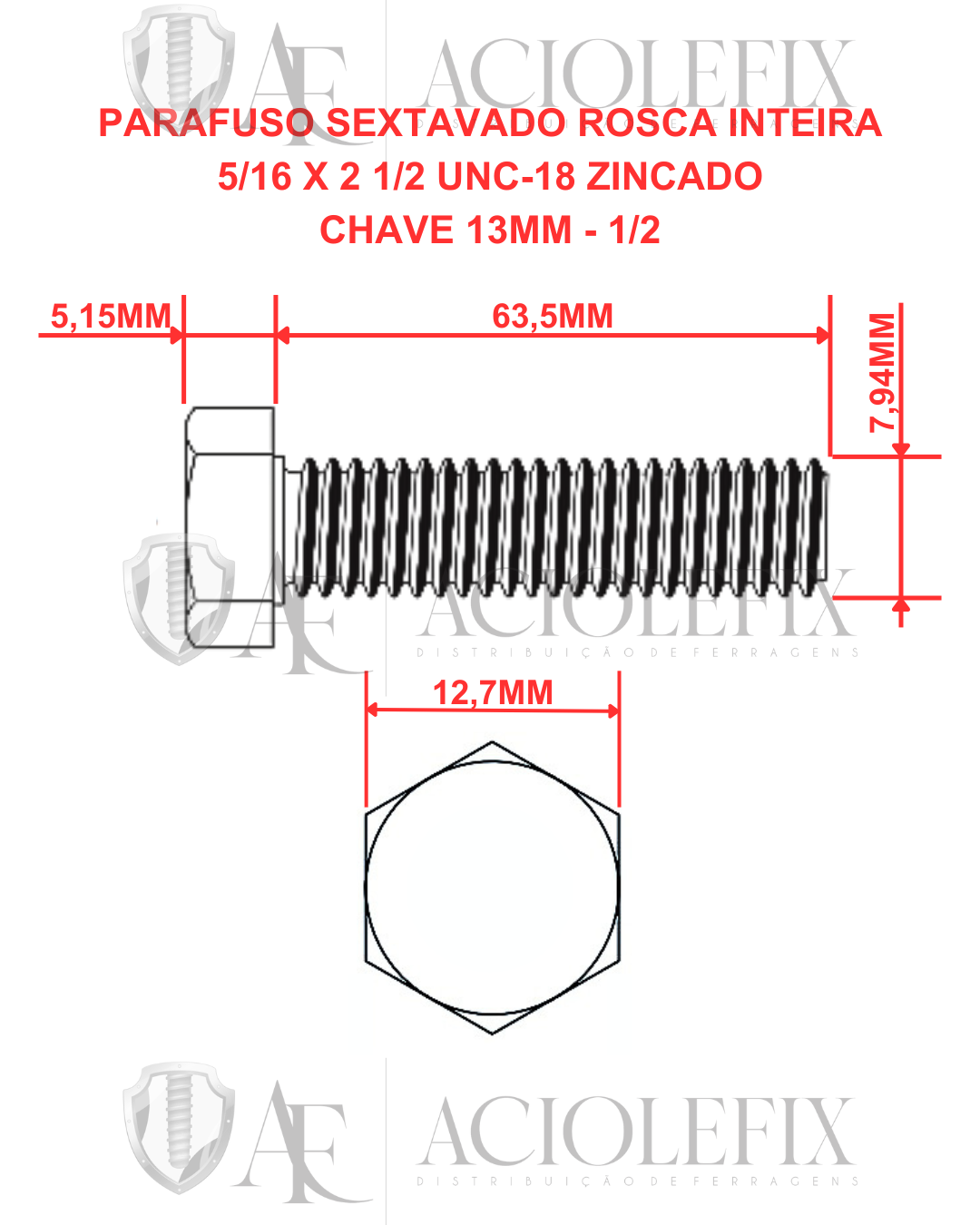 PF PRIS  5/8 X 5/8 X 2.1/2  UNC/F MSF