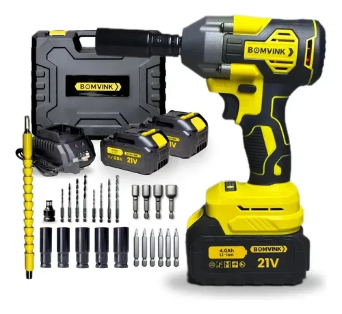 CHAVE IMPACTO 1/2" BAT. 21V/4Ah   60Kgfm BRUSHLESS C/KIT BOM-9964 BOMVINK