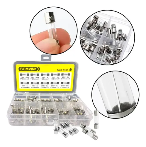 KIT FUSIVEIS DE VIDRO 0,2A A 20A C/ 100 PÇS BOM-5535