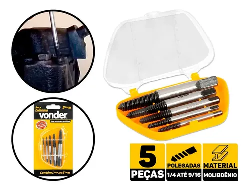 SACA PARAF. MANUAL 5 PÇS AÇO CROMO MOLIBIDENIO VONDER