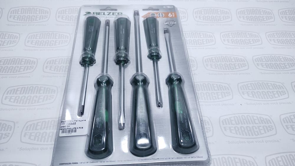 JOGO CHAVE FENDA/PHILLIPS 6 PÇS BELZER