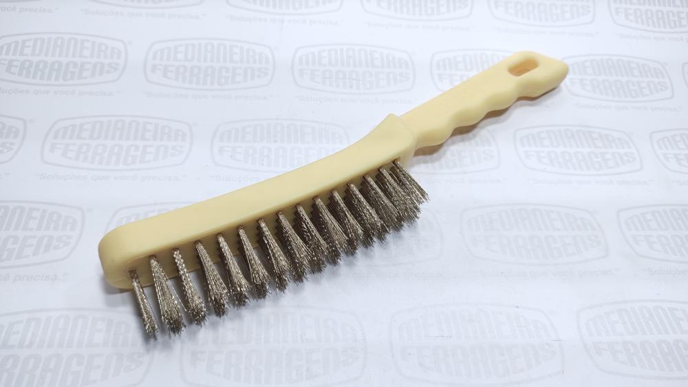 ESCOVA MANUAL AÇO CARB. 4 FIL. CBO. PLAST. AMAR. LOTUS