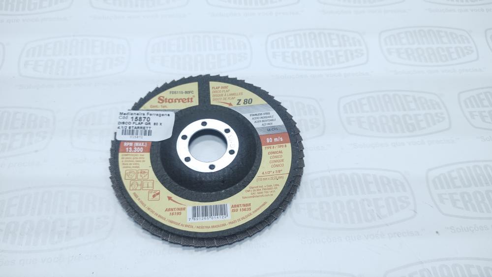 DISCO FLAP GR  80 X 4.1/2 CONICO STARRETT