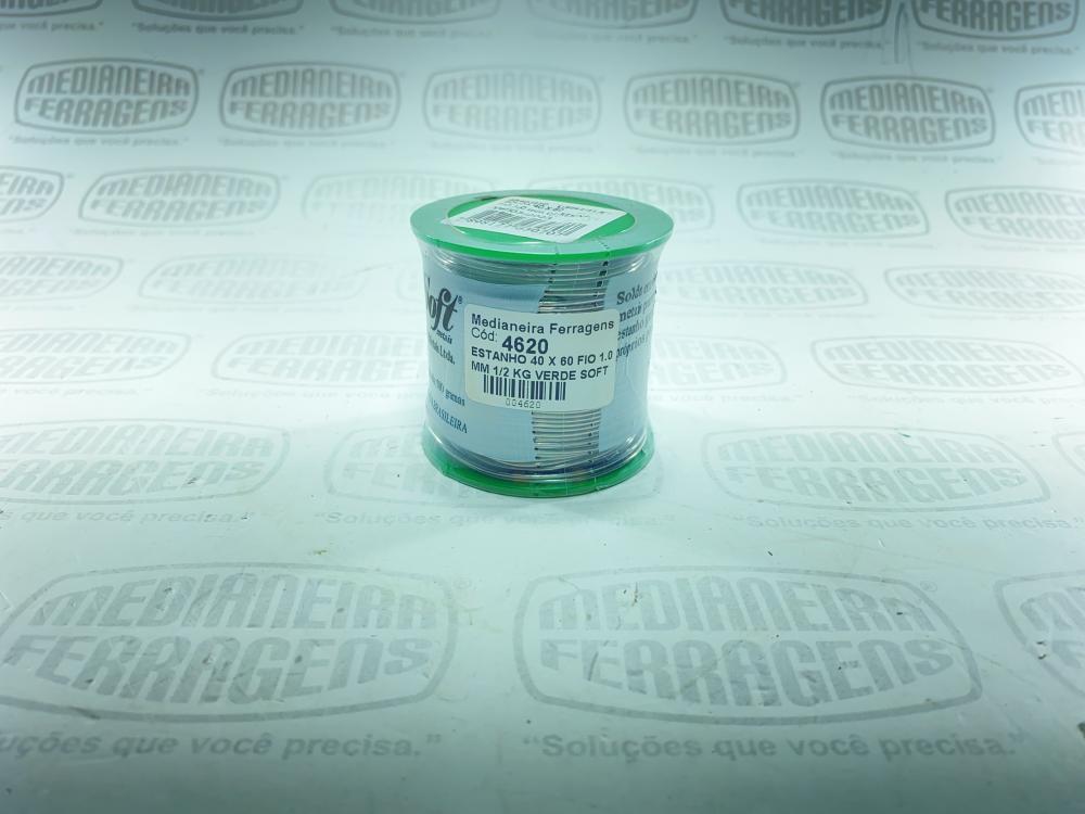 ESTANHO 40 X 60 FIO 1.0 MM ROLO 1/2 KG VERDE SOFT
